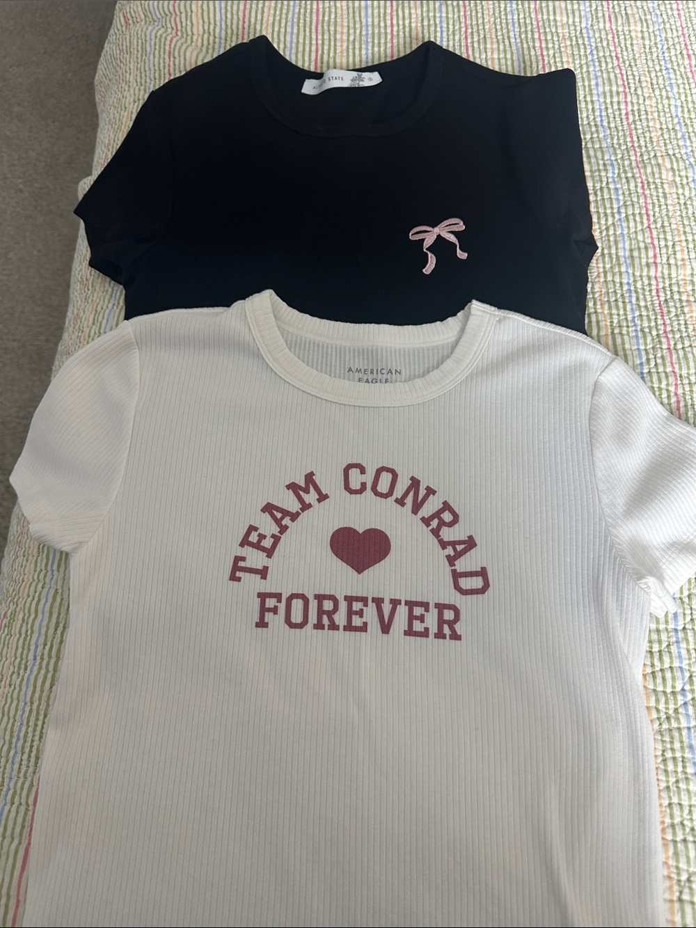 American Rag Kids "Team Conrad Forever" & Black Bow Tee Set - White and Black